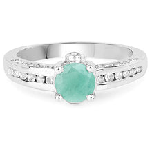 Load image into Gallery viewer, 1.22 Carat Genuine Emerald and White Topaz .925 Sterling Silver Ring