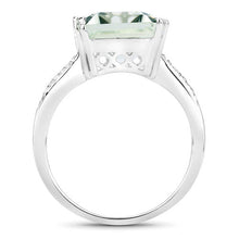 将图片加载到图库查看器,10.64 Carat Genuine Green Amethyst and White Topaz .925 Sterling Silver Ring