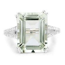 将图片加载到图库查看器,10.64 Carat Genuine Green Amethyst and White Topaz .925 Sterling Silver Ring