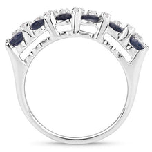 将图片加载到图库查看器,3.66 Carat Genuine Blue Sapphire and White Topaz .925 Sterling Silver Ring
