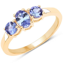 Load image into Gallery viewer, 18K Yellow Gold Plated 0.90 Carat Genuine Tanzanite .925 Sterling Silver Ring