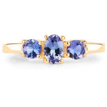 Load image into Gallery viewer, 18K Yellow Gold Plated 0.90 Carat Genuine Tanzanite .925 Sterling Silver Ring