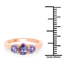 Load image into Gallery viewer, 18K Rose Gold Plated 0.90 Carat Genuine Tanzanite .925 Sterling Silver Ring