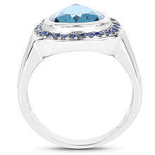 Load image into Gallery viewer, 5.42 Carat Genuine Blue Topaz and Blue Sapphire .925 Sterling Silver Ring