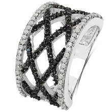 Load image into Gallery viewer, 0.92 Carat Genuine Black Diamond & White Diamond .925 Sterling Silver Ring