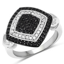 Load image into Gallery viewer, 0.56 Carat Genuine White Diamond and Black Diamond .925 Sterling Silver Ring