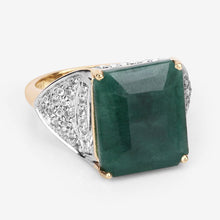 Load image into Gallery viewer, 8.70 Carat Dyed Emerald and White Topaz .925 Sterling Silver Ring
