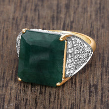 Load image into Gallery viewer, 8.70 Carat Dyed Emerald and White Topaz .925 Sterling Silver Ring