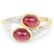 Load image into Gallery viewer, 14K Yellow Gold Plated 2.38 Carat Glass Filled Ruby and White Topaz .925 Sterling Silver Ring