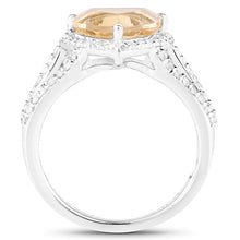 Load image into Gallery viewer, 3.06 Carat Genuine Citrine and White Topaz .925 Sterling Silver Ring