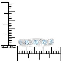 Load image into Gallery viewer, 0.54 Carat Genuine Aquamarine and White Topaz .925 Sterling Silver Ring