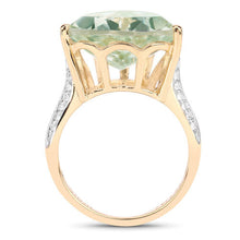 Load image into Gallery viewer, 8.08 Carat Genuine Green Amethyst and White Topaz .925 Sterling Silver Ring