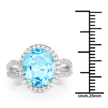 Load image into Gallery viewer, 6.03 Carat Genuine Swiss Blue Topaz & White Topaz .925 Sterling Silver Ring