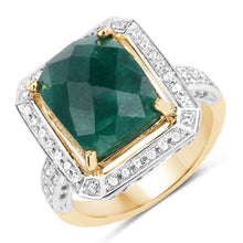 Load image into Gallery viewer, 5.18 Carat Dyed Emerald and White Topaz .925 Sterling Silver Ring