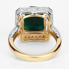 Load image into Gallery viewer, 5.18 Carat Dyed Emerald and White Topaz .925 Sterling Silver Ring