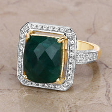 Load image into Gallery viewer, 5.18 Carat Dyed Emerald and White Topaz .925 Sterling Silver Ring