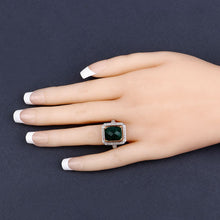 Load image into Gallery viewer, 5.18 Carat Dyed Emerald and White Topaz .925 Sterling Silver Ring