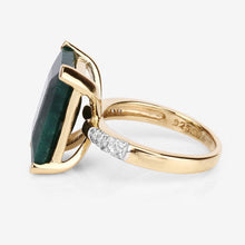 Load image into Gallery viewer, 7.64 Carat Dyed Emerald and White Diamond .925 Sterling Silver Ring