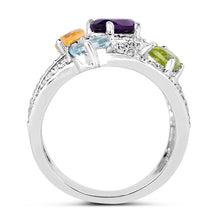将图片加载到图库查看器,3.66 Carat Genuine Multi Stones .925 Sterling Silver Ring