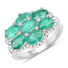 将图片加载到图库查看器,3.33 Carat Genuine Zambian Emerald and White Zircon .925 Sterling Silver Ring