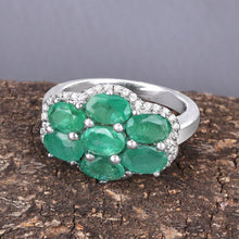 将图片加载到图库查看器,3.33 Carat Genuine Zambian Emerald and White Zircon .925 Sterling Silver Ring
