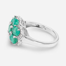将图片加载到图库查看器,3.33 Carat Genuine Zambian Emerald and White Zircon .925 Sterling Silver Ring