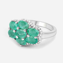 将图片加载到图库查看器,3.33 Carat Genuine Zambian Emerald and White Zircon .925 Sterling Silver Ring