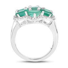 将图片加载到图库查看器,3.33 Carat Genuine Zambian Emerald and White Zircon .925 Sterling Silver Ring