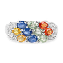Load image into Gallery viewer, 2.05 Carat Genuine Multi Sapphire .925 Sterling Silver Ring