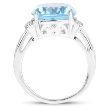 Load image into Gallery viewer, 8.36 Carat Genuine Blue Topaz and White Zircon .925 Sterling Silver Ring