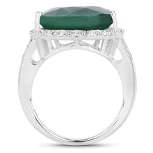 Load image into Gallery viewer, 13.05 Carat Dyed Emerald and White Topaz .925 Sterling Silver Ring