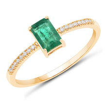 Load image into Gallery viewer, 0.59 Carat Genuine Zambian Emerald and White Diamond 14K Yellow Gold Ring