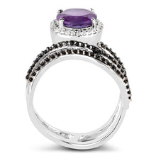 Load image into Gallery viewer, 2.31 Carat Genuine Amethyst, Black Spinel and White Diamond .925 Sterling Silver Ring