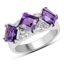 Load image into Gallery viewer, 3.09 Carat Genuine Amethyst and White Topaz .925 Sterling Silver Ring