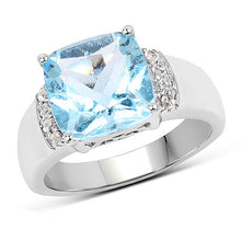Load image into Gallery viewer, 4.58 Carat Genuine Blue Topaz and White Topaz .925 Sterling Silver Ring