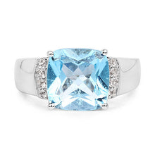 Load image into Gallery viewer, 4.58 Carat Genuine Blue Topaz and White Topaz .925 Sterling Silver Ring