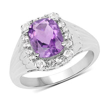 Load image into Gallery viewer, 2.13 Carat Genuine Amethyst and White Topaz .925 Sterling Silver Ring