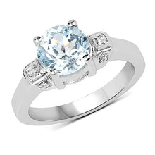 将图片加载到图库查看器,2.28 Carat Genuine Blue Topaz and White Topaz .925 Sterling Silver Ring
