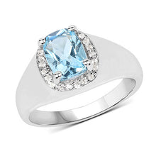 Load image into Gallery viewer, 1.62 Carat Genuine Blue Topaz and White Topaz .925 Sterling Silver Ring