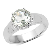 Load image into Gallery viewer, 1.87 Carat Genuine Green Amethyst and White Topaz .925 Sterling Silver Ring