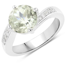 Load image into Gallery viewer, 2.85 Carat Genuine Green Amethyst and White Topaz .925 Sterling Silver Ring