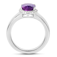 Load image into Gallery viewer, 1.73 Carat Genuine Amethyst and White Topaz .925 Sterling Silver Ring