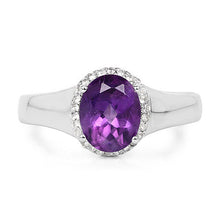 Load image into Gallery viewer, 1.73 Carat Genuine Amethyst and White Topaz .925 Sterling Silver Ring