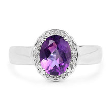 Load image into Gallery viewer, 1.68 Carat Genuine Amethyst and White Topaz .925 Sterling Silver Ring