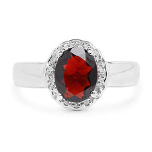 Load image into Gallery viewer, 2.58 Carat Genuine Garnet and White Topaz .925 Sterling Silver Ring