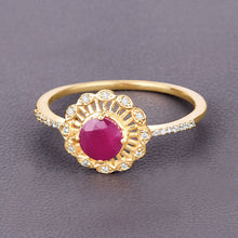 将图片加载到图库查看器,0.68 Carat Genuine Ruby and White Diamond 14K Yellow Gold Ring