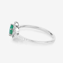 将图片加载到图库查看器,0.55 Carat Genuine Zambian Emerald and White Diamond 14K White Gold Ring