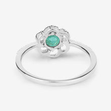 将图片加载到图库查看器,0.55 Carat Genuine Zambian Emerald and White Diamond 14K White Gold Ring