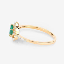 Load image into Gallery viewer, 0.55 Carat Genuine Zambian Emerald and White Diamond 14K Yellow Gold Ring