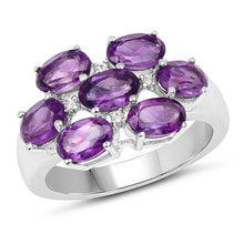 Load image into Gallery viewer, 3.05 Carat Genuine Amethyst and White Topaz .925 Sterling Silver Ring